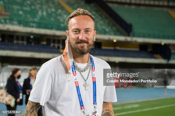 Italian singer and conductor Francesco Facchinetti at the Match of the Heart live from the Bentegodi Stadium in Verona with the challenges of the...