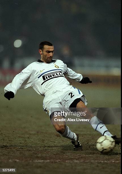 Giuseppe Bergomi of Inter Milan in action against Sturm Graz in the UEFA Champions League match at the Arnold Schwarzenegger Stadion in Graz,...