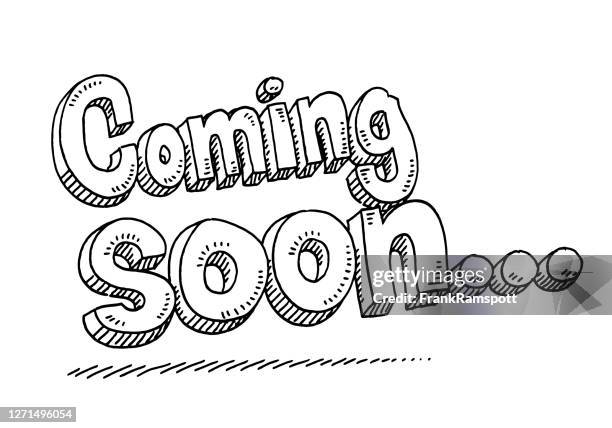 coming soon text drawing - coming soon stock illustrations