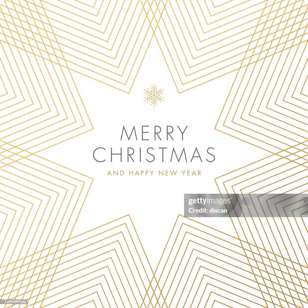 Holiday greeting card with geometric Snowflake.