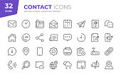 Contact Line Icons. Editable Stroke. Pixel Perfect.