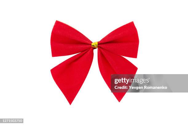 red bow isolated on white background - noeud à boucle photos et images de collection