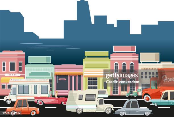 city traffic - busy office background stock illustrations