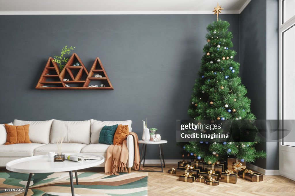 Living Room And Christmas Tree