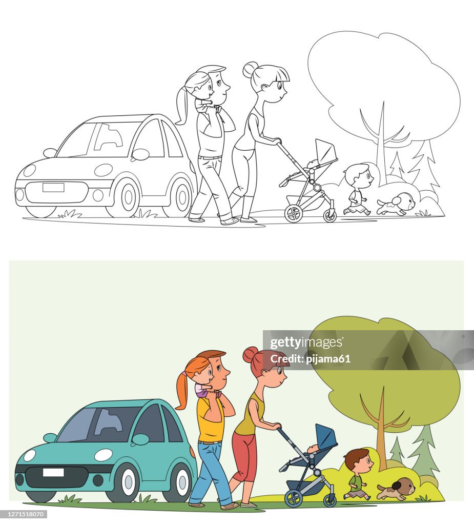 Noir Et Blanc La Famille Heureuse Marche Dans Un Parc Public Maman Papa noir-et-blanc-la-famille-heureuse-marche-dans-un-parc-public-maman-papa