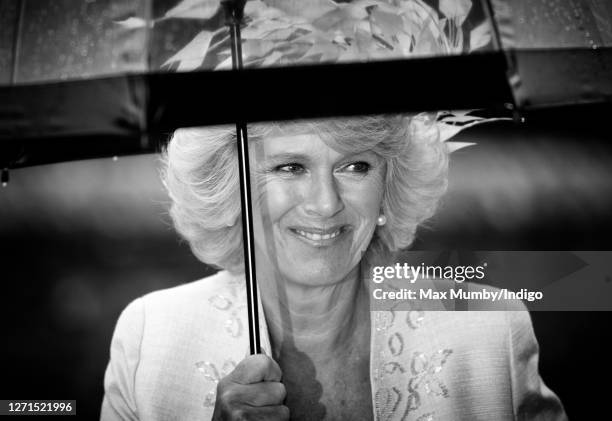 Camilla, Duchess of Cornwall attends the wedding of her son Tom Parker Bowles and Sara Buys at St Nicholas Church on September 10, 2005 in...