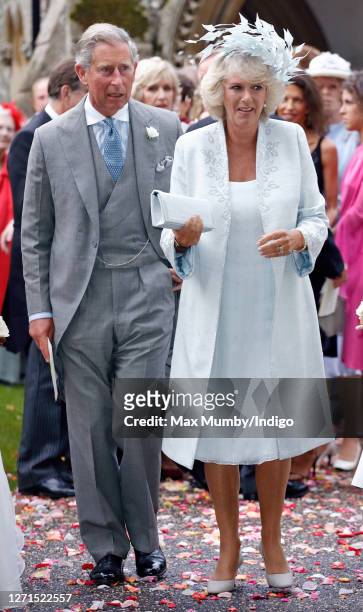 Prince Charles, Prince of Wales and Camilla, Duchess of Cornwall attend the wedding of her son Tom Parker Bowles and Sara Buys at St Nicholas Church...