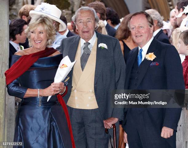 Annabel Elliot, Bruce Shand and Andrew Parker Bowles attend the wedding of Tom Parker Bowles and Sara Buys at St Nicholas Church on September 10,...