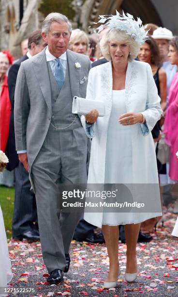 Prince Charles, Prince of Wales and Camilla, Duchess of Cornwall attend the wedding of her son Tom Parker Bowles and Sara Buys at St Nicholas Church...