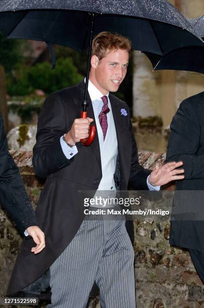 Prince William attends the wedding of Tom Parker Bowles and Sara Buys at St Nicholas Church on September 10, 2005 in Rotherfield Greys, England.