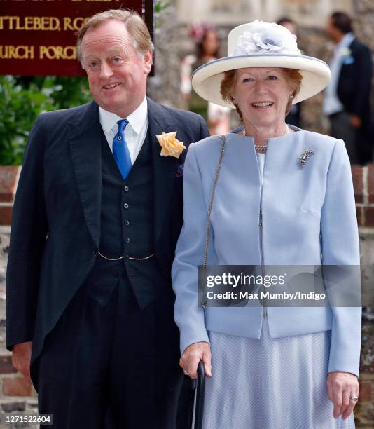 Andrew Parker Bowles and Rosemary Parker Bowles attend the wedding of Tom Parker Bowles and Sara Buys at St Nicholas Church on September 10, 2005 in...