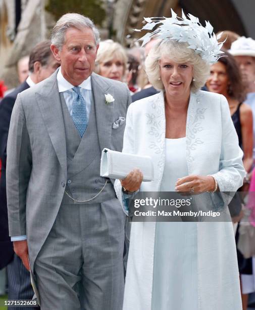 Prince Charles, Prince of Wales and Camilla, Duchess of Cornwall attend the wedding of her son Tom Parker Bowles and Sara Buys at St Nicholas Church...