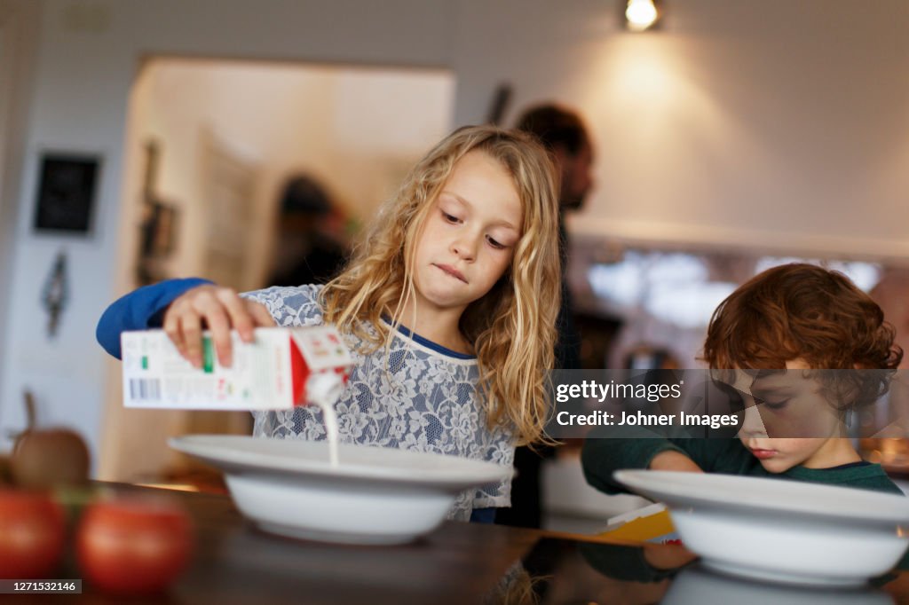 Children having breakfast