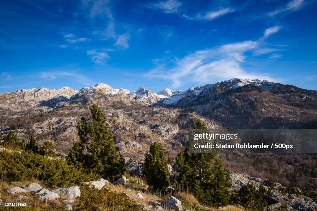 Scenic View Of Snowcapped Mountains Against Blue Sky, Podgorica, Montenegro