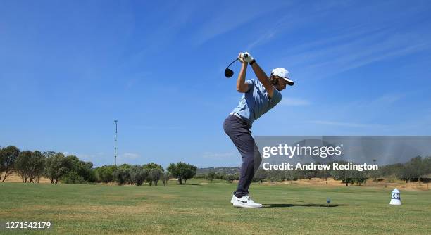 Tommy Fleetwood of England in action during the Pro Am event prior to the start of the Portugal Masters at Dom Pedro Victoria Golf Course on...