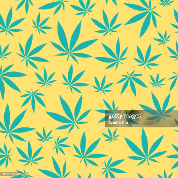 seamless marijuana cannabis leaf background pattern - marijuana herbal cannabis stock illustrations