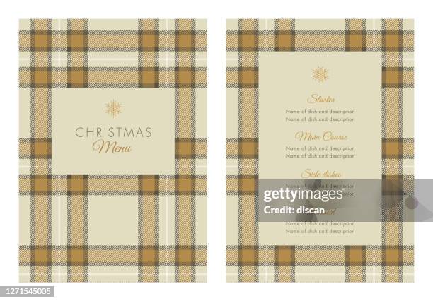 christmas menu template with tartan pattern. - christmas menu stock illustrations
