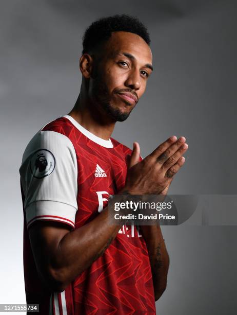 Pierre-Emerick Aubameyang of Arsenal during the Arsenal Media Photocall at London Colney on September 09, 2020 in St Albans, England.