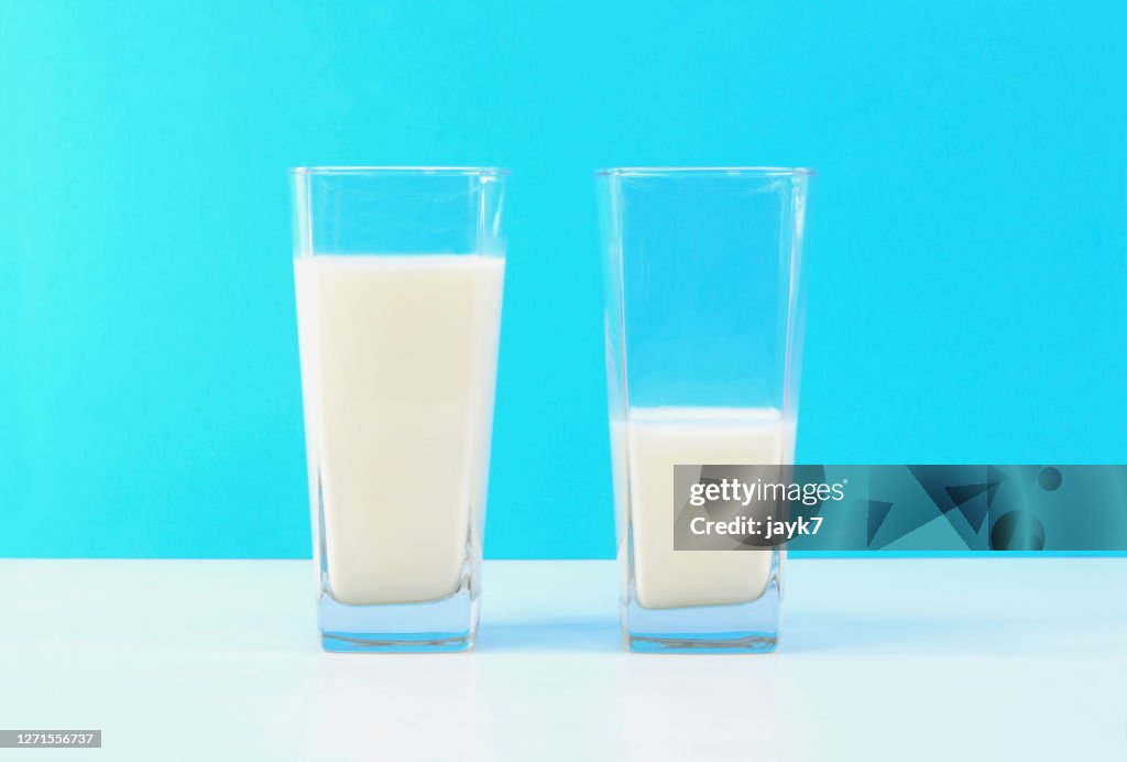 Full and Half Glass with milk