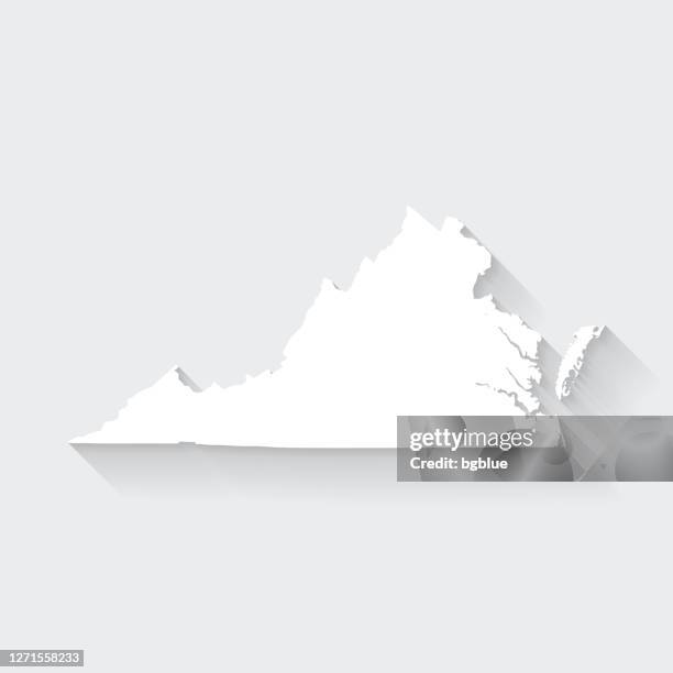 virginia map with long shadow on blank background - flat design - virginia us state stock illustrations