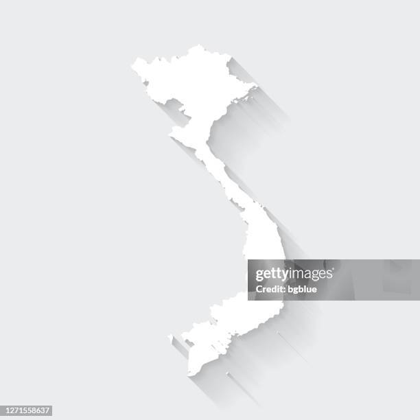 ilustrações de stock, clip art, desenhos animados e ícones de vietnam map with long shadow on blank background - flat design - vietnam