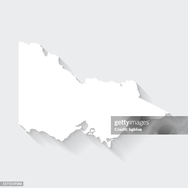 victoria map with long shadow on blank background - flat design - melbourne australia stock illustrations