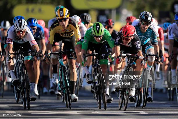 Sprint / Arrival / Caleb Ewan of Australia and Team Lotto Soudal / Sam Bennett of Ireland and Team Deceuninck - Quick-Step Green Points Jersey /...