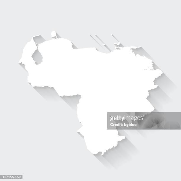 venezuela map with long shadow on blank background - flat design - caracas stock illustrations