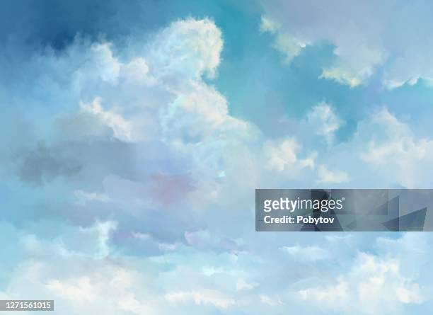 clouds - oil painting stock illustrations