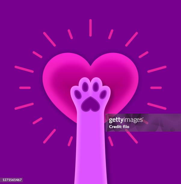 pet paw love - footprint heart shape stock illustrations