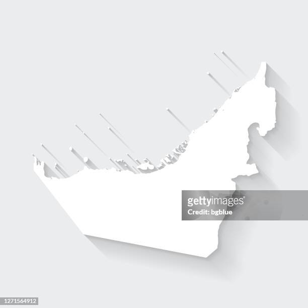 united arab emirates map with long shadow on blank background - flat design - map of the uae stock illustrations