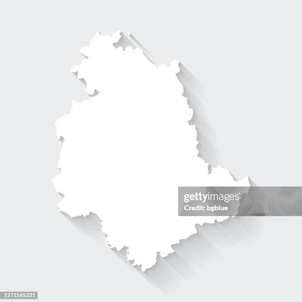 umbria map with long shadow on blank background - flat design - perugia stock illustrations