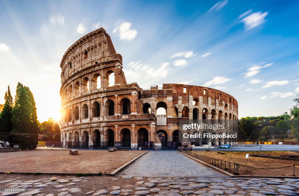 Colosseum in Rome during sunrise