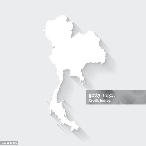 thailand map with long shadow on blank background - flat design - thailand stock illustrations