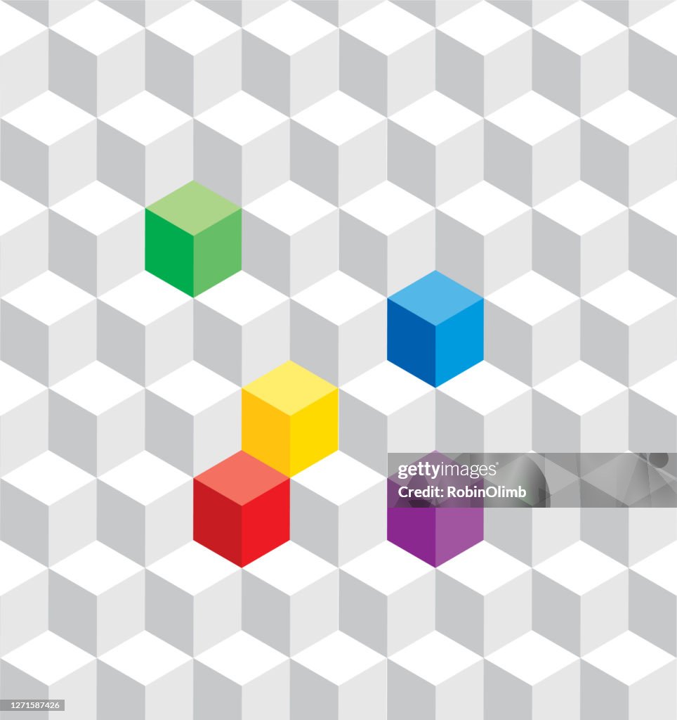 Color Pattern Cubes Colorful And White Stacked Cubes Seamless Pattern High-Res Vector ...
