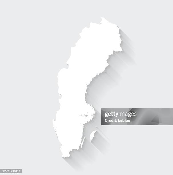 sweden map with long shadow on blank background - flat design - sweden stock illustrations
