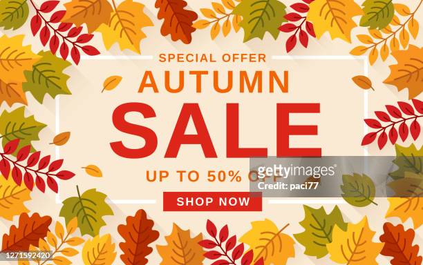 autumn sale banner background with leaves. - autumn sale stock illustrations