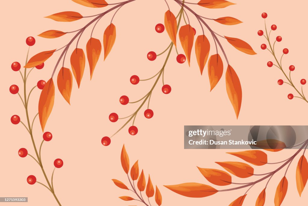 Leaves and branches seamless pattern