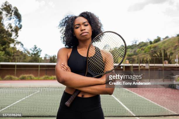 young woman on tennis court - los angeles events ストックフォトと画像
