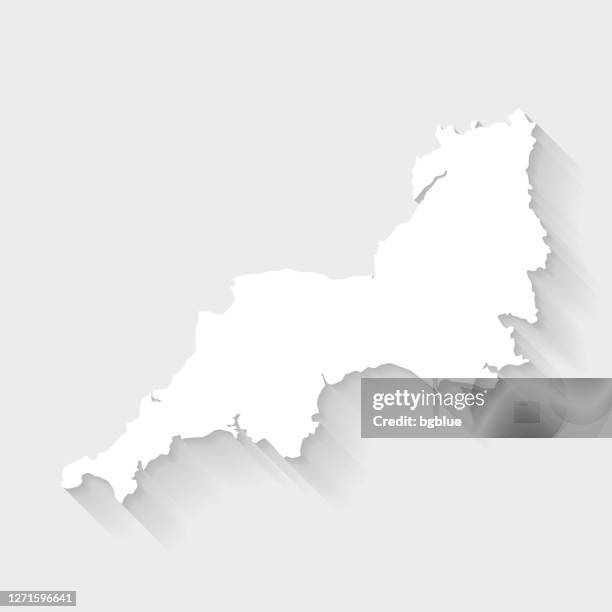 south west map with long shadow on blank background - flat design - bristol stock illustrations