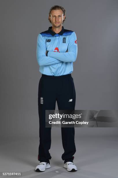 Joe Root of England poses for a portrait during the England One Day International Squad Photo call at Emirates Old Trafford on September 09, 2020 in...