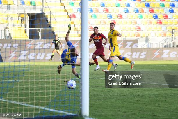 Cengiz Under of AS Roma scoring a goal 0-2 during the Pre-Season friendly match between Frosinone Calcio and AS Roma at Stadio Benito Stirpe on...