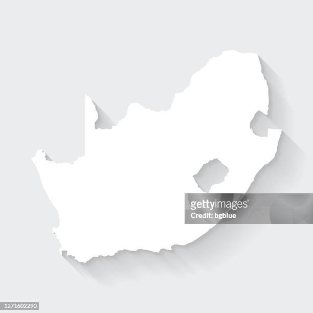 south africa map with long shadow on blank background - flat design - gauteng province stock illustrations