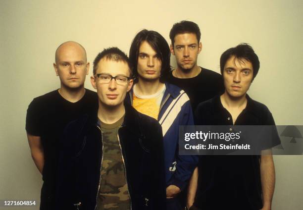 Rock band Radiohead poses for a portrait at Capitol Records during the release of their album OK Computer in Los Angeles, California on June 12, 1997.