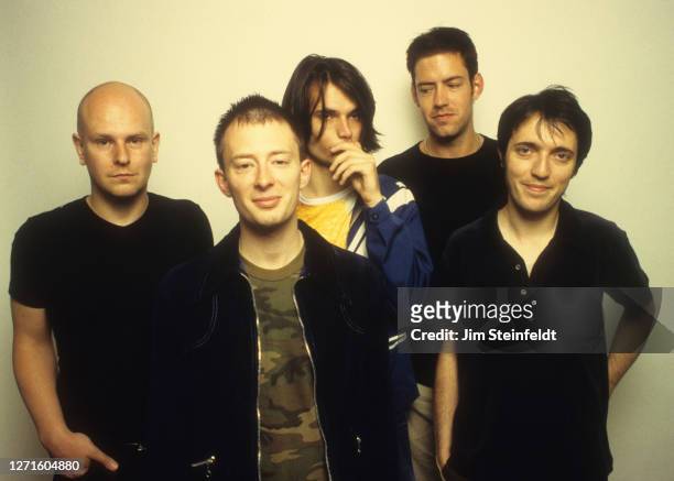 Rock band Radiohead poses for a portrait at Capitol Records during the release of their album OK Computer in Los Angeles, California on June 12, 1997.