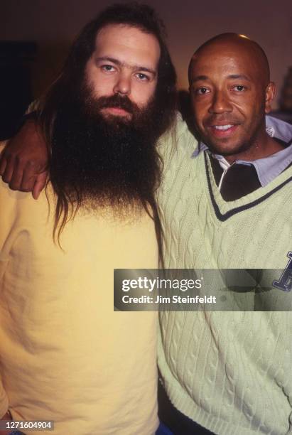 Record producer Rick Rubin and music mogul Russell Simmons pose for a portrait in Los Angeles, California in 1997.