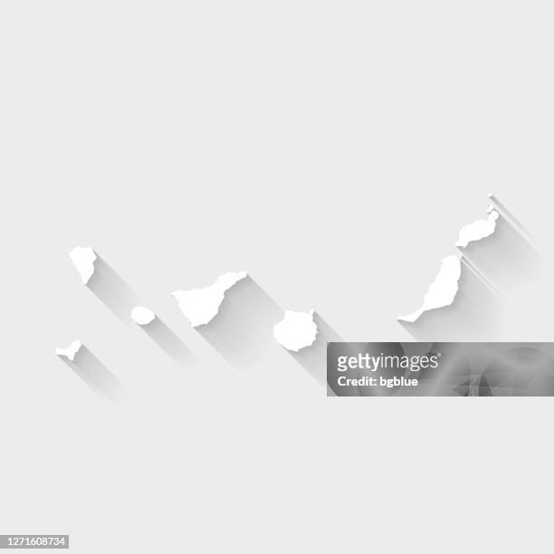 canary islands map with long shadow on blank background - flat design - islas canarias stock illustrations