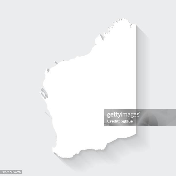 western australia map with long shadow on blank background - flat design - perth stock illustrations