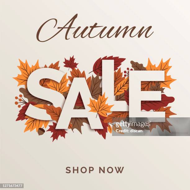 autumn promotional sale design for advertising, banners, leaflets and flyers. - fall sale stock illustrations