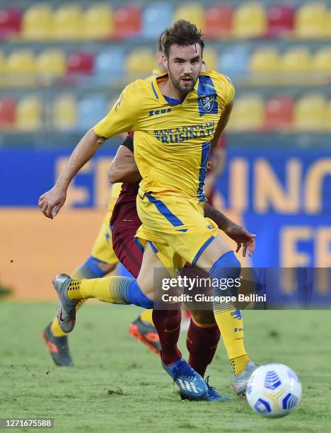 Przemyslaw Szyminski of Frosinone Calcio in action during the Pre-Season friendly match between Frosinone Calcio and AS Roma at Stadio Benito Stirpe...